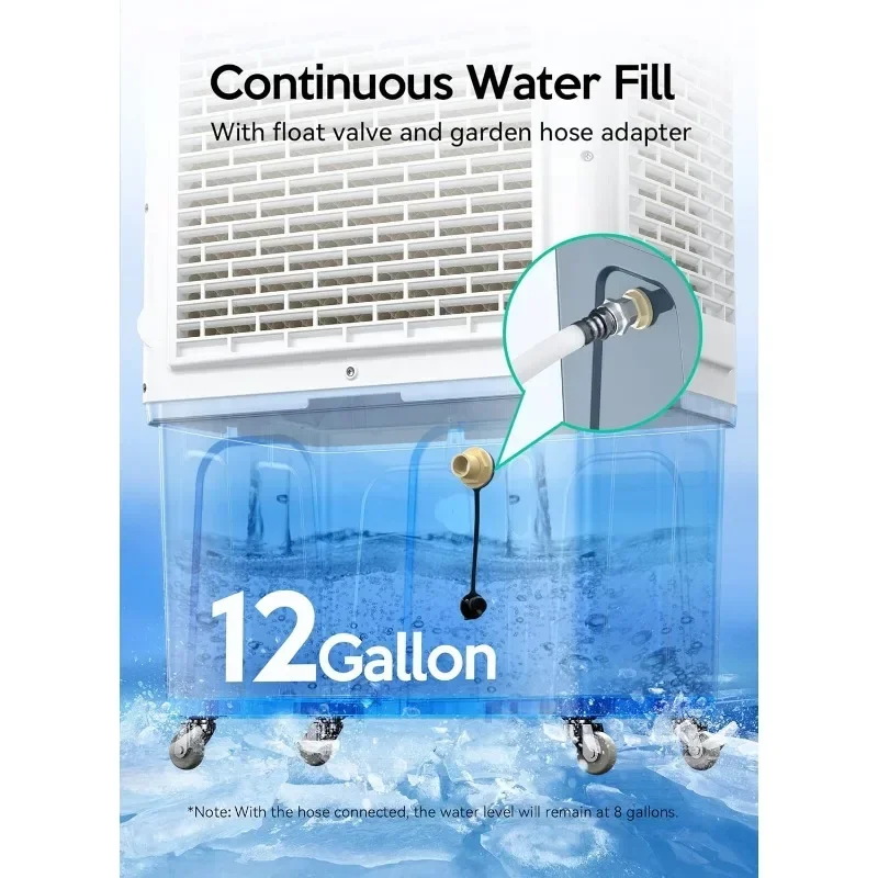 Raffreddatore d'aria evaporativo, dispositivo di raffreddamento a palude oscillante a 120 ° con telecomando, Timer 24 ore, per uso interno esterno, elettrodomestici di raffreddamento