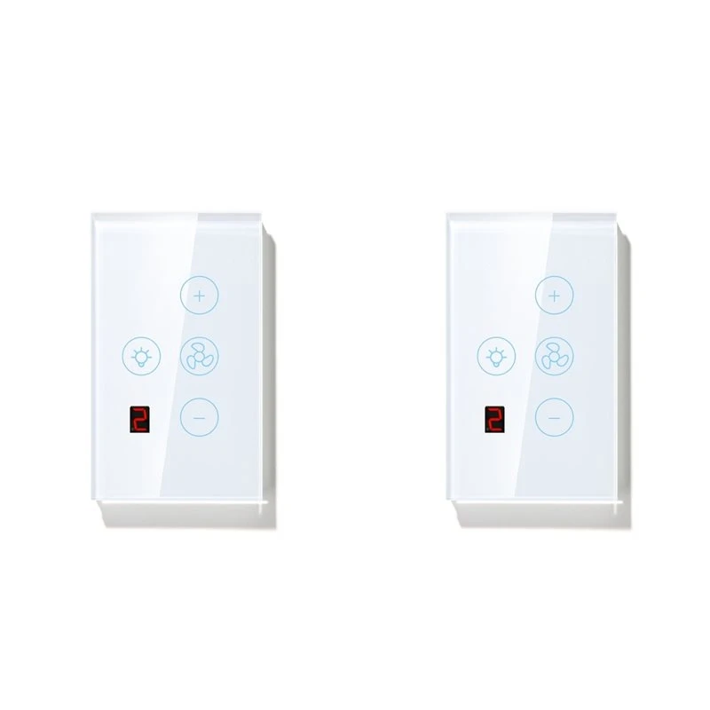 【Big deal】2X Tuya Zigbee Smart Fan Light Switch US Network Connection APP Control Alexa/Google Assistant Voice Control White