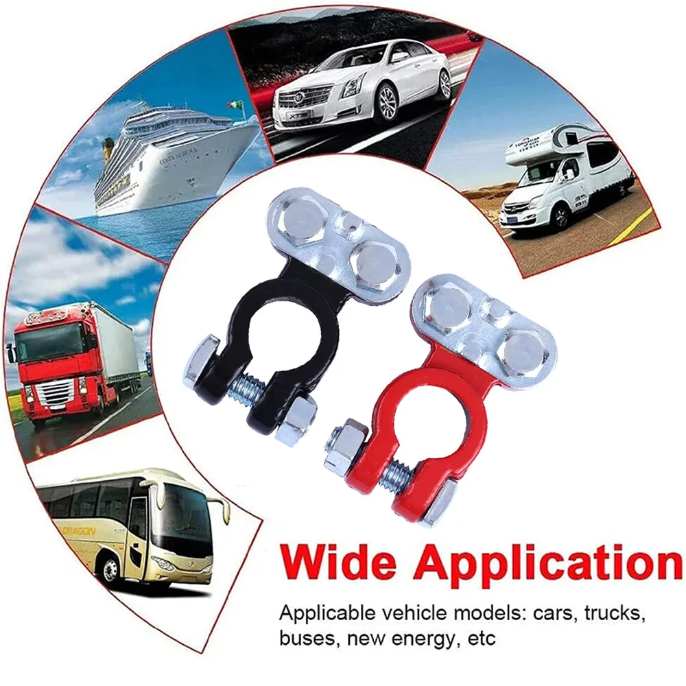 2Pcs Car Battery Terminal Clamp Pile Head Connector Clip Pole Post Heavy-duty Clamp Clip Terminal Pile Head for Auto Boat Truck