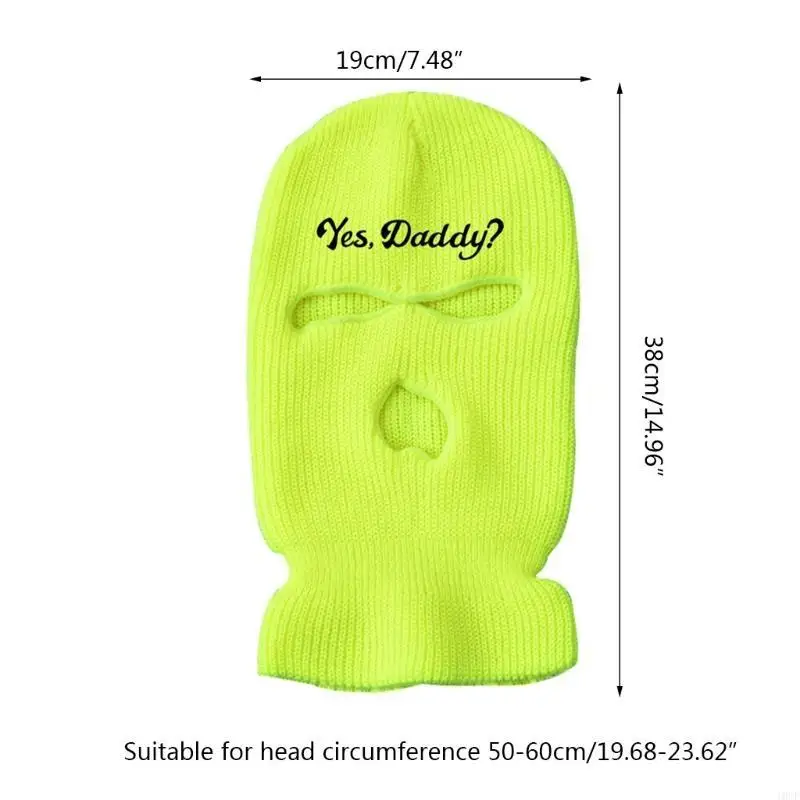 محبوك 3 حفرة قناع التزلج رسالة مطرزة الشتاء بالاكلافا متماسكة قناع الوجه الكامل