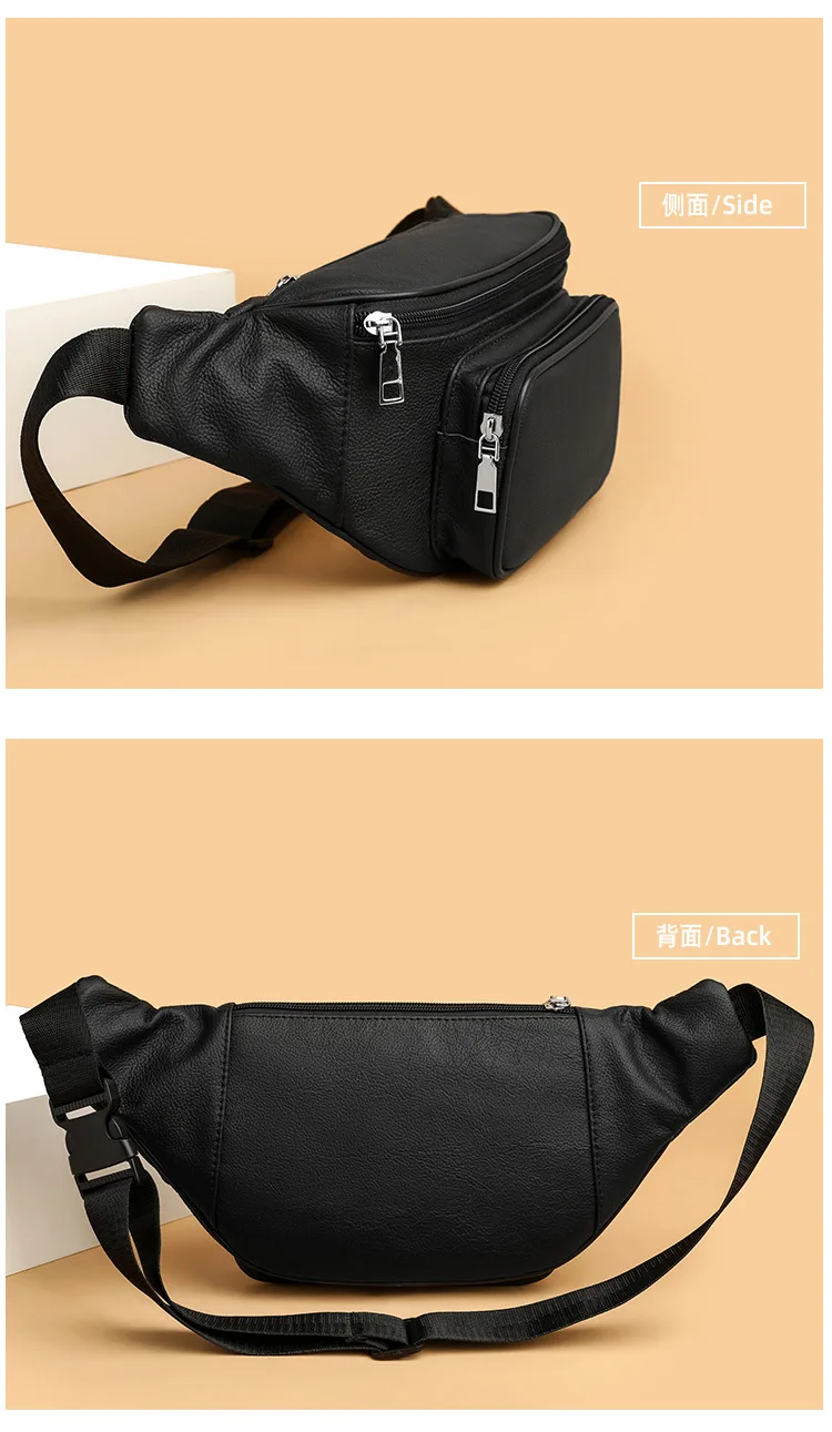 New Men's Chest Bag, Fashionable Genuine Leather, New Unisex Cowhide Single Shoulder Casual Shoulder Bag