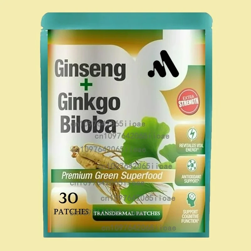 

30 пластырей с гинкго билоба и корейским красным женьшенем Panax, трансмимические пластыри, иммунитетная система и улучшение кровотока