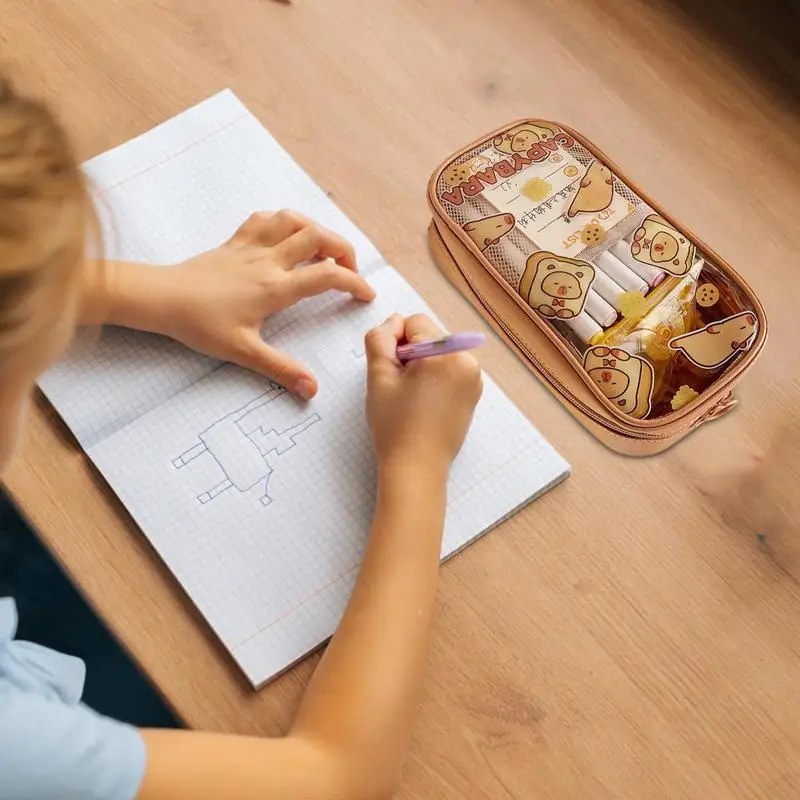مقلمة كابيبارا مقلمة كرتونية لطيفة منظم مكتب منظم حقيبة القلم حقيبة أقلام رصاص جمالية حقيبة ماركر لأقلام الرصاص و