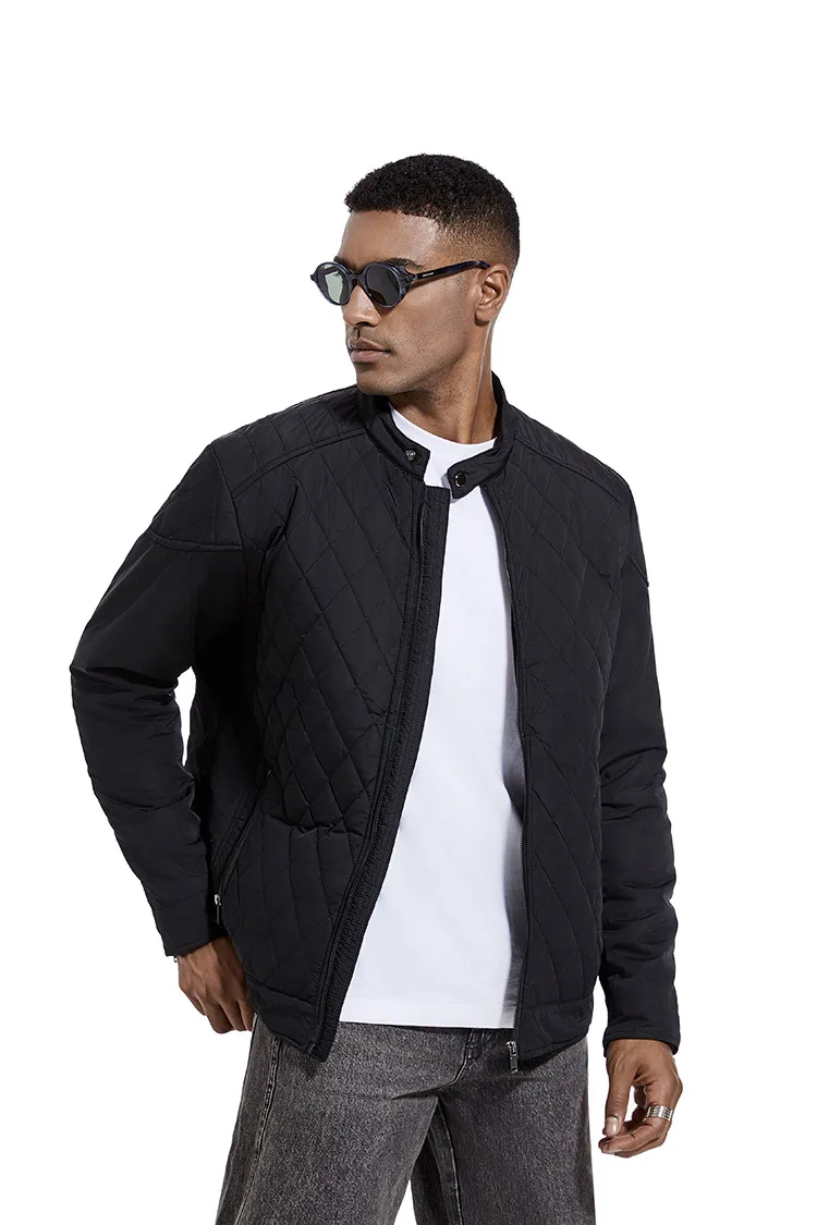 

Men's Warm Rhombic Cotton-Padded Jacket with Baseball Collar Large Size Fashionable Thickened Autumn Winter Cold-Proof Outerwear