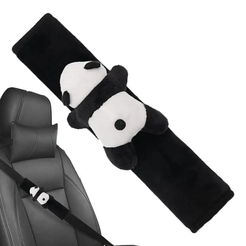 Cartoon Panda Seat Sleep Positioner Shoulder Pad Warm Plush Interior Seat Belt Protector Interior Safety Universal Shoulder Pad