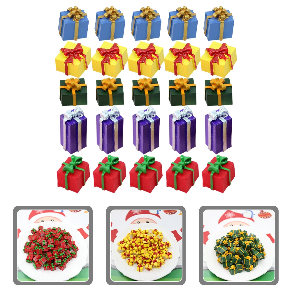 

40Pcs Small Resin Christmas Gift Boxes Miniature Xmas Present Ornaments Decoration for Home Holiday Decor Miniature Figurines