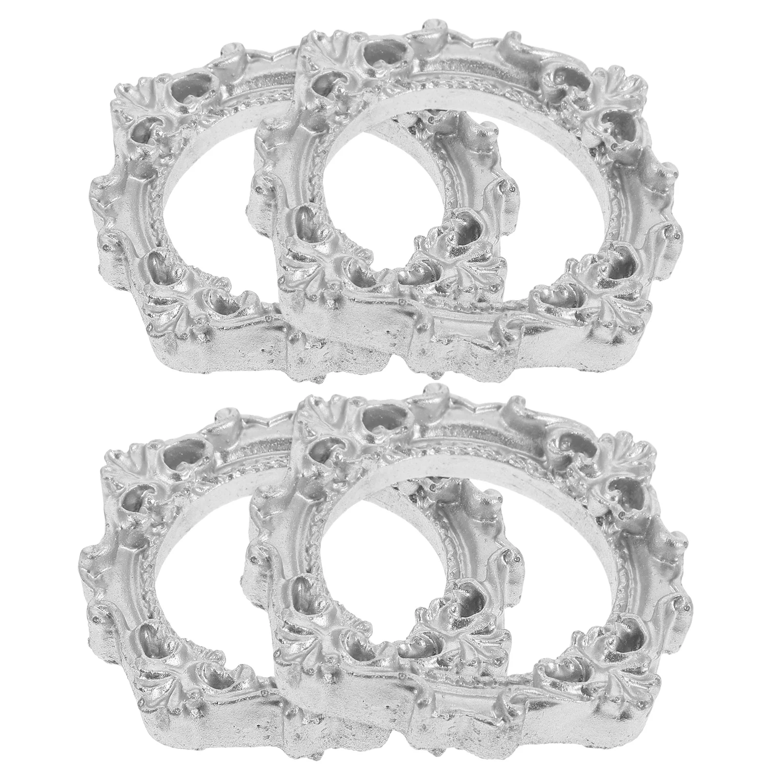 

4pcs Mini Retro Photo Frames Vintage Picture Home Decor Scrapbook Supplies Mini Round Resin Ornaments Gold Tone