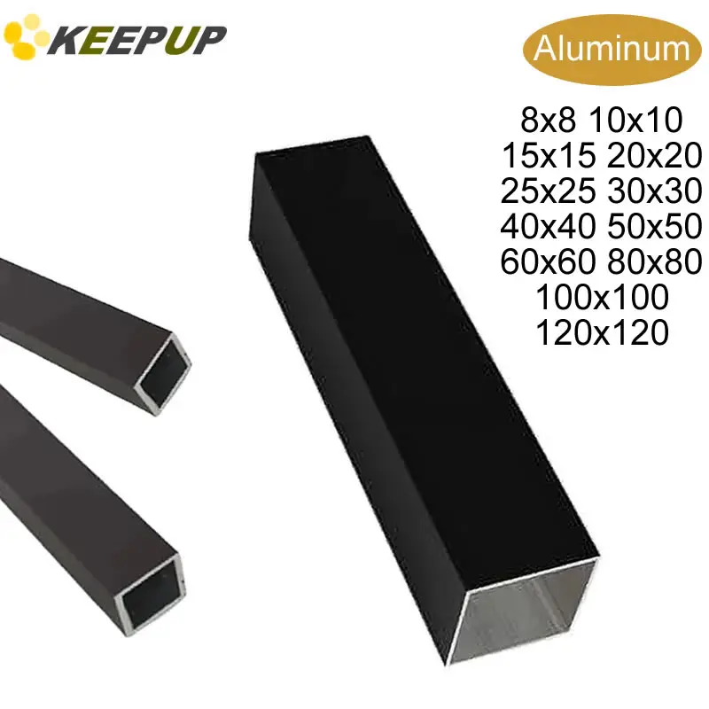 8x8 20x20 50x50 60x60 80x80 100x100 120x120 Black Aluminum Square Pipe Rectangular Tube Lightweight Durable Decoration Outdoor