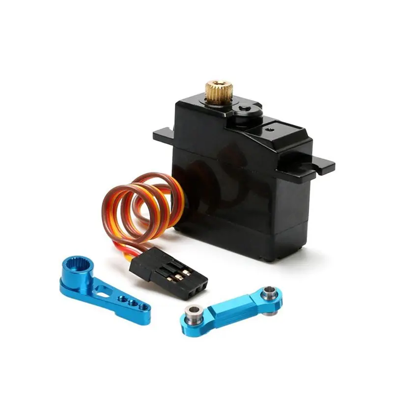 YSUN-2X Three Wire Metal Gear Servo With Servo Servo Rod For Wltoys 144001 124019 124018 A959-B A959 RC Car Upgrade Parts