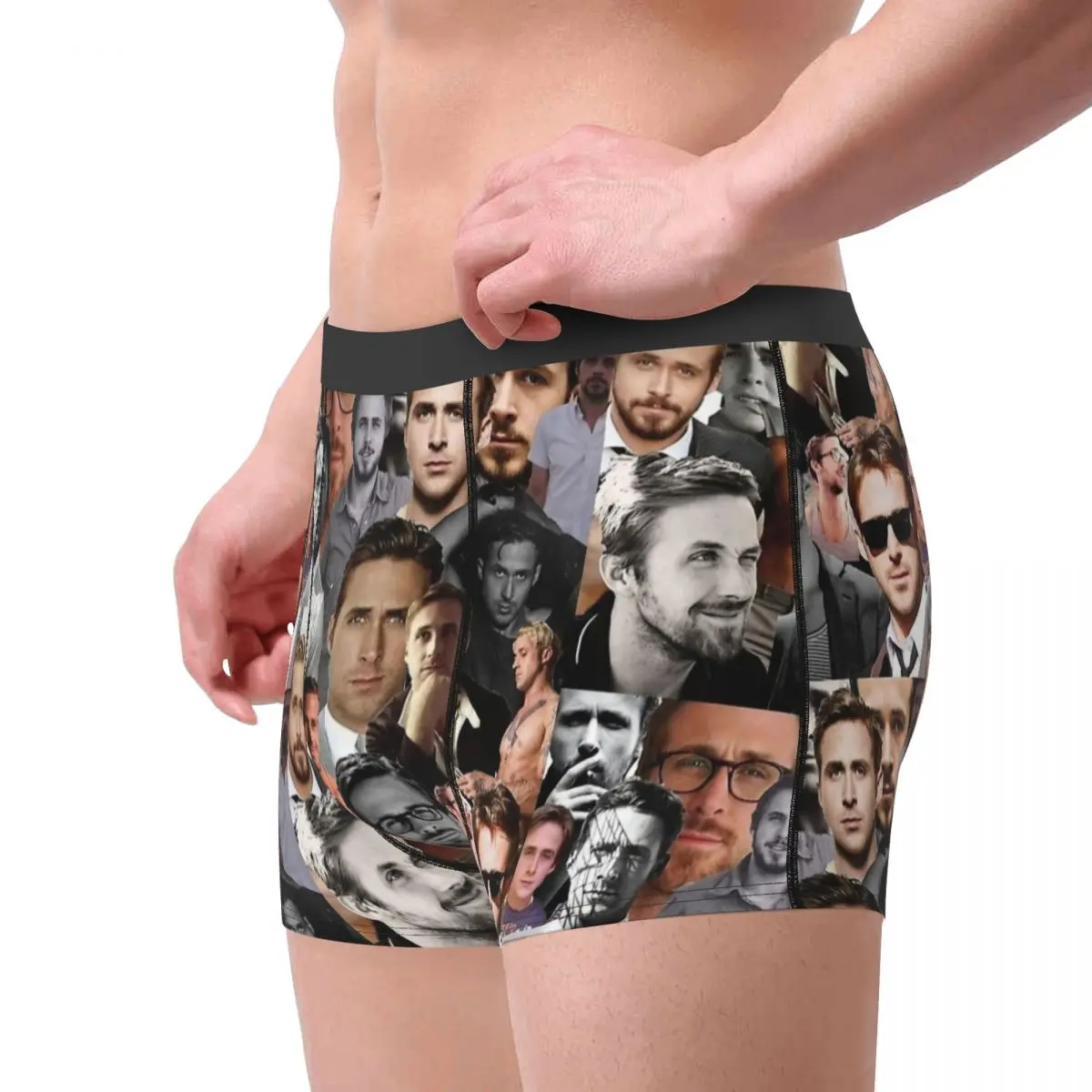 Novelty Boxer Ryan Gosling Collage Shorts Panties Briefs Man Long Underwear Breathable Underpants for Homme S-XXL