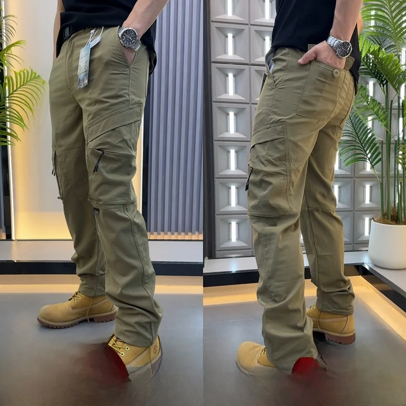 Outdoor Workwear Men's Lightweight Breathable Casual Pants Straight Leg Polyester Fiber Multi-Pocket Summer Fashion