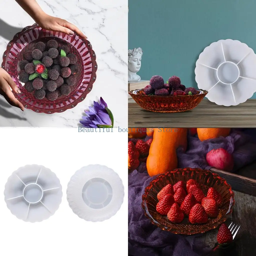 

U4LF Serving Board Plate Tray Resin Mold Epoxy Resin Mould Fruit Nut Tray DIY Mold