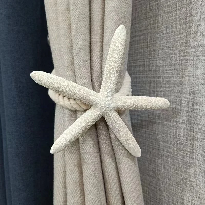 

Natural Starfish Five Finger Star Curtain Buckle Handmade Woven Curtain Binding Rope HomeDecoration Bedcover Wrap Strap Creative