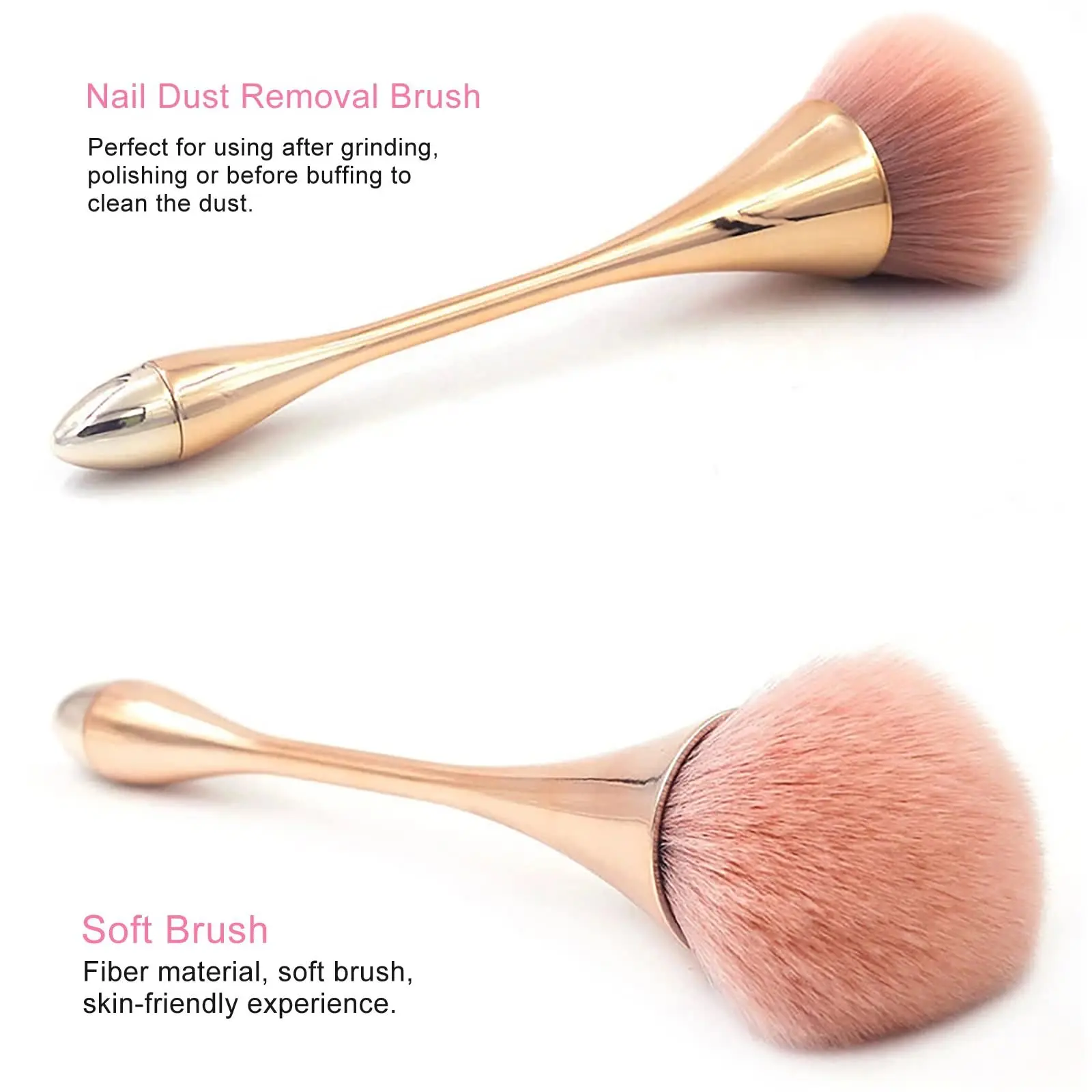 2pcs Nail Dust Brush Acrylic Brush Cleaner Nail Brushes for Cleaning Dust Dip Powder Brush