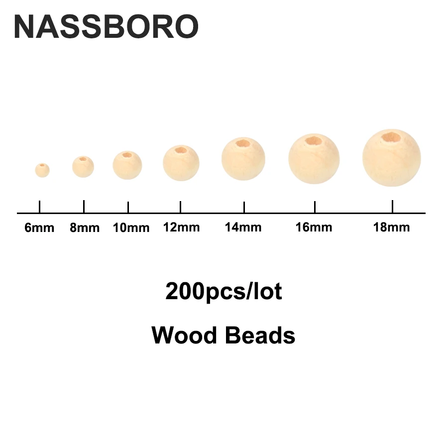 Natural Round Wood Beads For jewelry Making Charm Ball Spacer Beads Bracelet Baby Wood Beads DIY Wooden Necklace 6-18mm