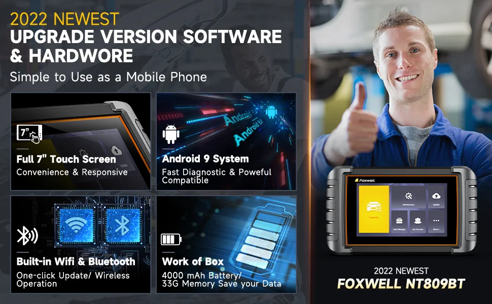 FOXWELL OBD2 Bluetooth Car Diagnostic Tool Bi-Directional Test 30+ Reset All System Code Reader OBD2 Scanner Automotivo