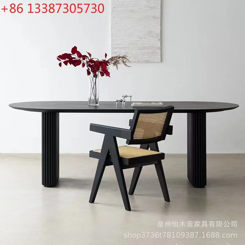 

Nordic solid wood creative dining table simple home designer oval table