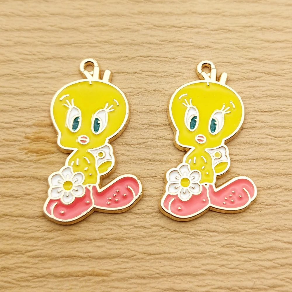 10pcs Cartoon Charm Jewelry Accessories Enamel Necklace Earring Bracelet Pendant Diy Making Supplies Alloy Metal Gold Plated