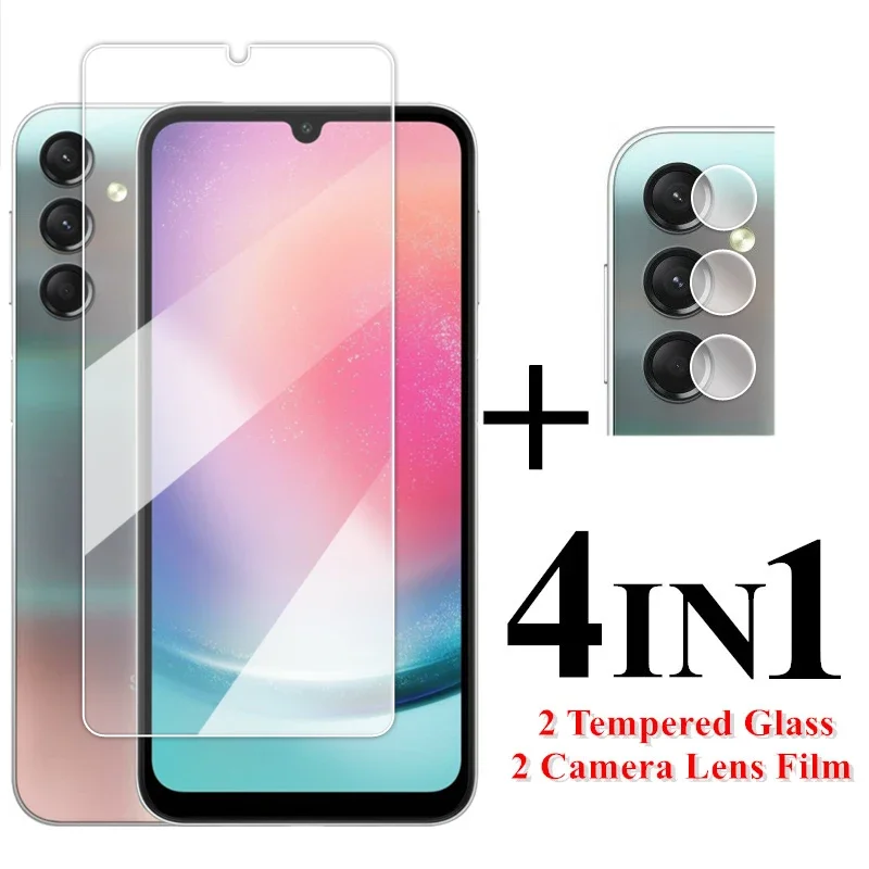 

For Samsung Galaxy A24 4G Glass 6.5 inch Full Glue Transparent Screen Protector Samsung A24 Tempered Glass Galaxy A24 Lens Film