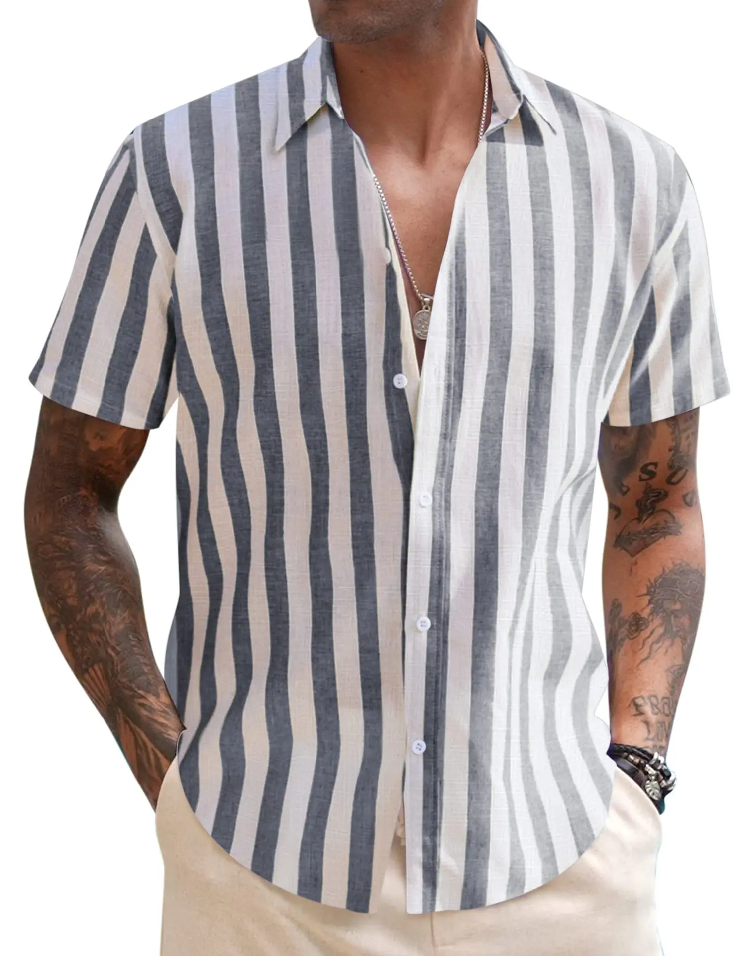 

Hawaiian Style Men Shirt Striped 3D Prited Sunset Beach Shirts Summer Turn-down Collar Fashion Shirt Oversized Men's Clothes