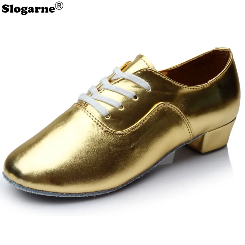 Men\'s Latin Shoes Boy Children\'s Ballroom Tango Jazz Dance Shoes Performance Show Soft Leather Sole Women Modern Square Shoes