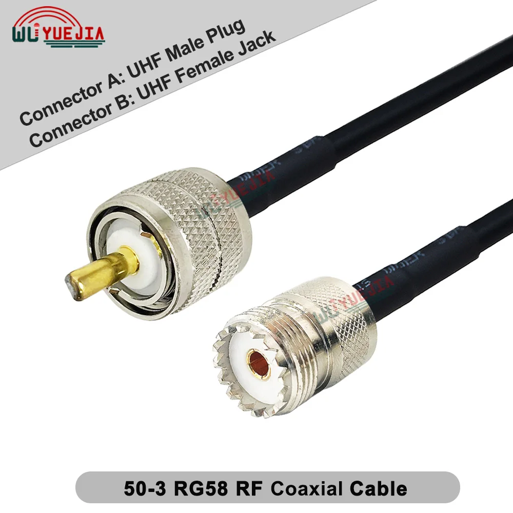 0.1 ~ 30 متر RG58 كابل PL-259 SO-239 UHF ذكر التوصيل إلى SL16 UHF أنثى جاك الحاجز موصل 50-3 RG-58/U RF كابل محوري