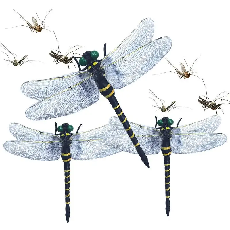 Glass Dragonfly Figurine Bird Scarer Realistic Dragonfly Figurine PVC Dragonfly Animal Model Simulation Ornaments Toys