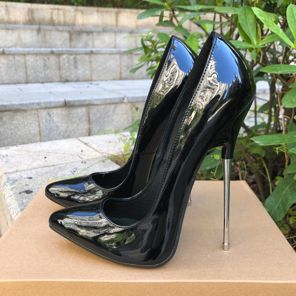 Hot 16cm Extreme High Heels Solid Black Women Stilettos Pumps Sexy Fetish Model Club Party SM Man Cross Dresser Unisex Shoes