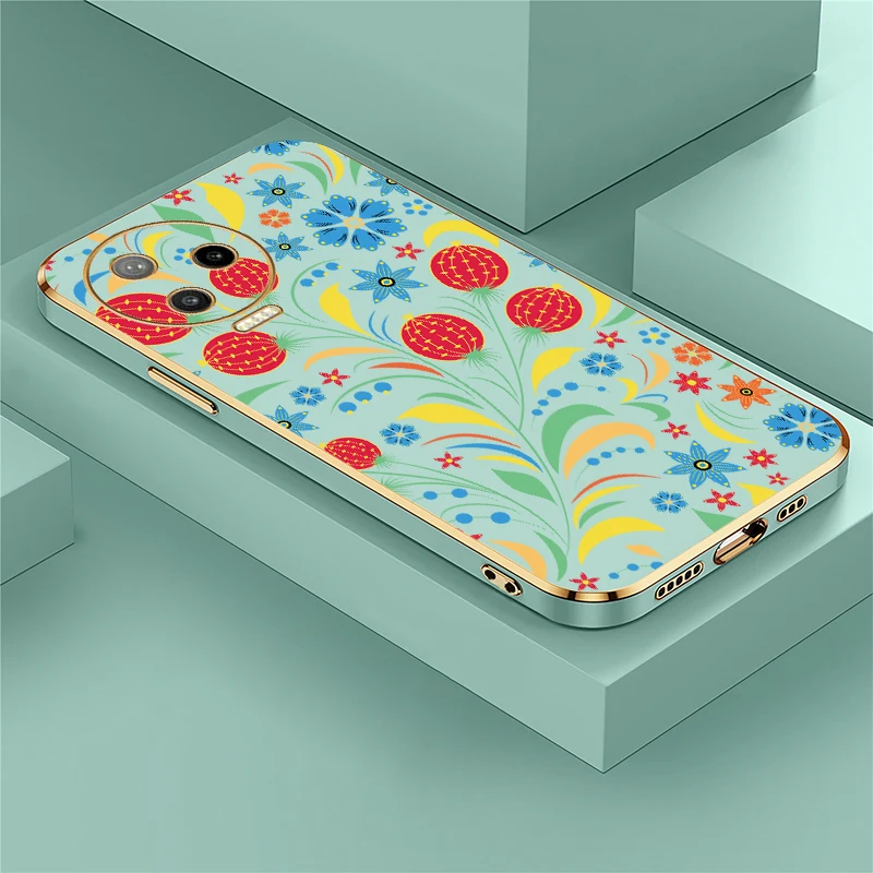 

Lens Protection Phone Case For Infinix Note 40 8i 12 VIP G96 11 Pro 11S Soft Shockproof Plating Flower Floral Print Cover