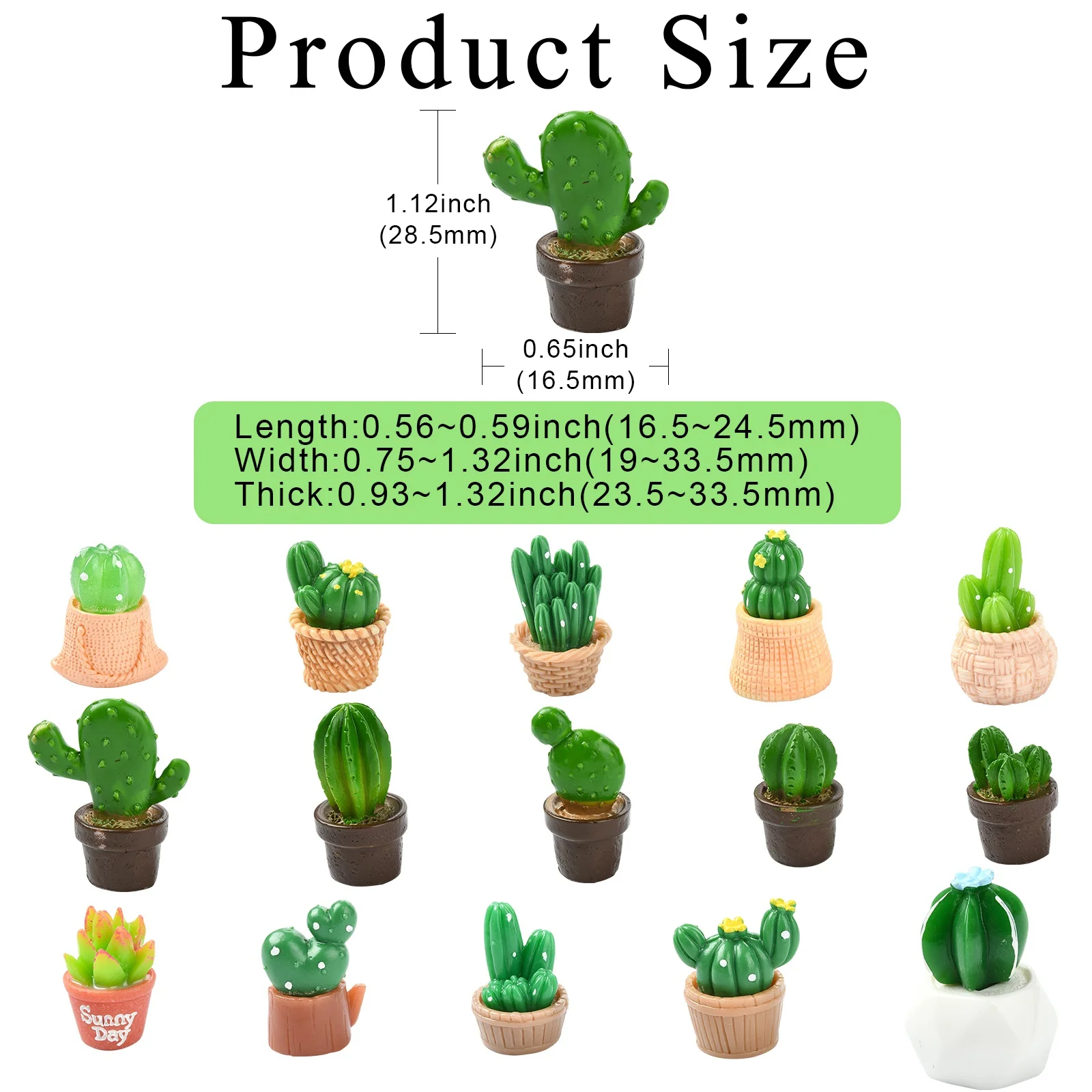30Pcs Mini Cactus Figurines Tropical Potted Plants Resin Cabochons Cactus Ornaments for DIY Decor