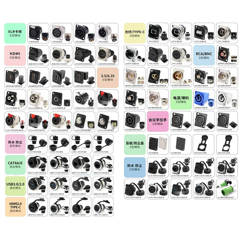 

USB2.0/3.0 D-type module Socket Connector USB Data Cable Installation PCB 86 Panel Cabinet No Solder Double Pass Docking Adapter