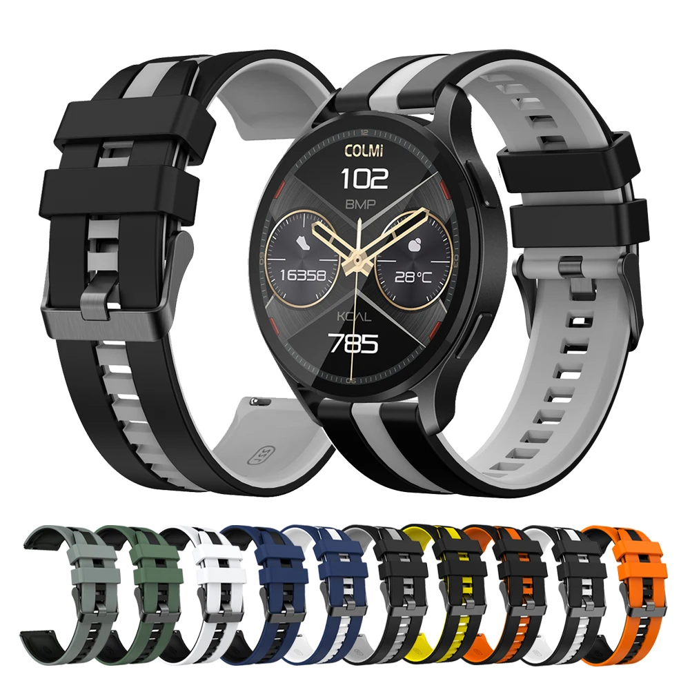 22 20mm Silicone Band For COLMI V75 GPS/C8 Max/M42  Bracelet for COLMI i28 Ultra/P73 P71 P68/I31 Strap Replace Wristband Correa