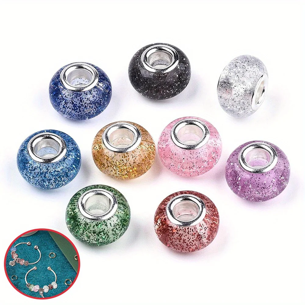 15/25/50pcs Mixed Color Resin Oval Large Hole Beads, Used for DIY Accessories, Christmas,Halloween,Thanksgiving Gift Accessories