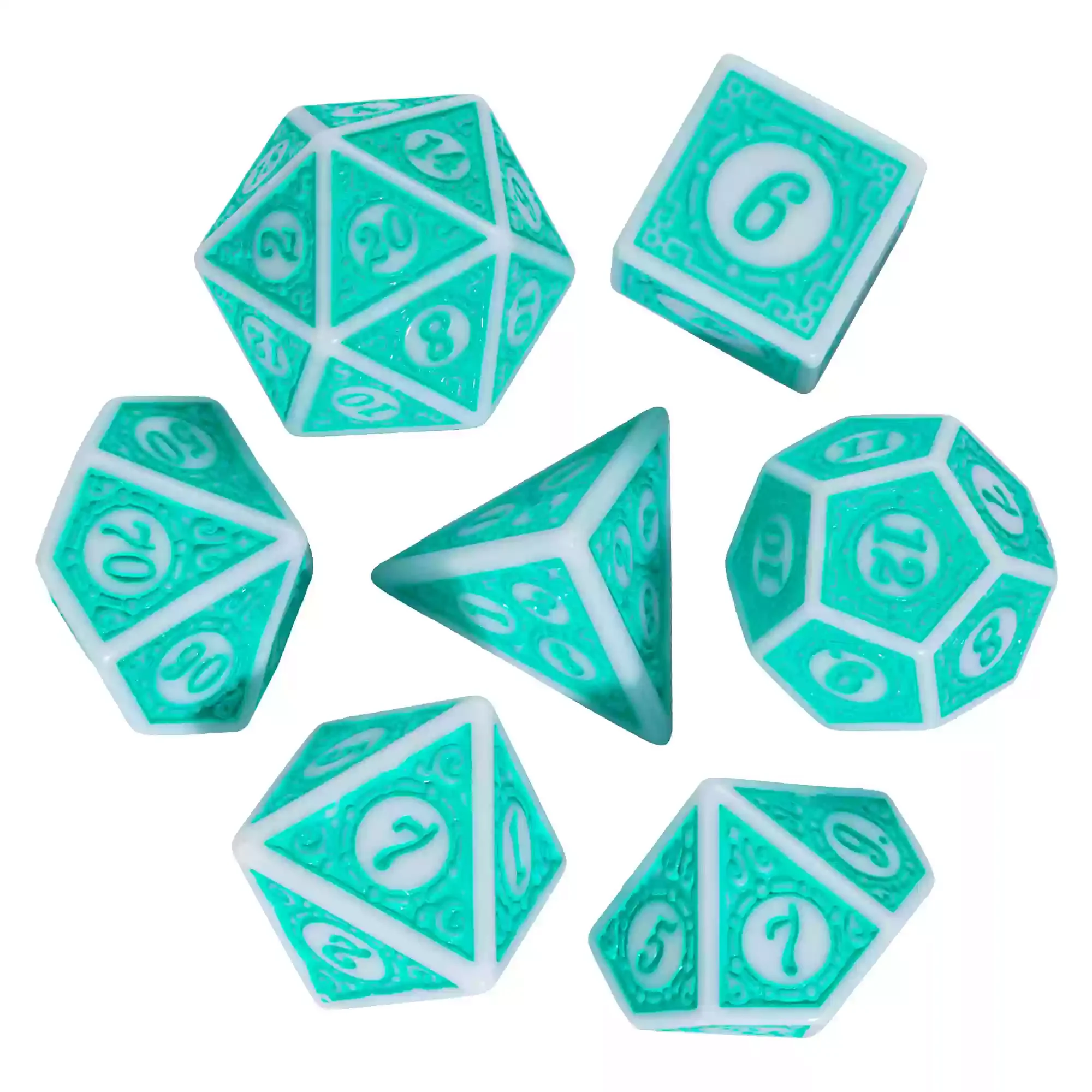 7pcs/lot Polyhedral Dice Double-Colors Entertainment Board Game Dice for TRPG DND Retro Pattern D20 D12 D10 D8 D6 D4 Table Game