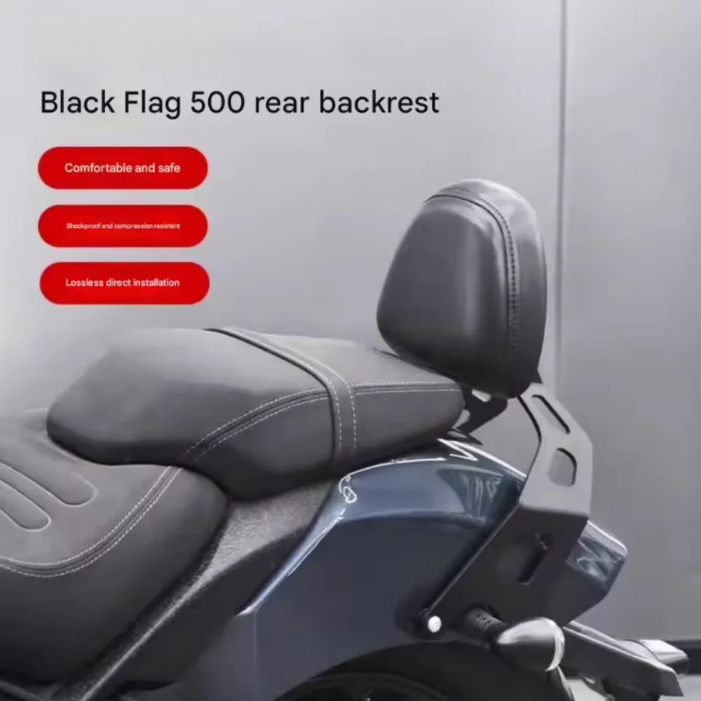 For Benda Dark Flag 500 Retro Rear Backrest with Dedicated Cushion, Comfortable Stainless Steel/Leather Backrest and Armrests