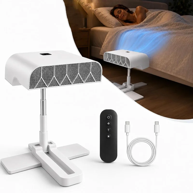 Bed Under Blanket Fan Adjustable Height Bedding Air Circulator 5‑speed Remote Control Cooling Fan For Bedroom Sleep Use