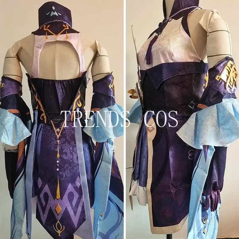 Textured fabric Keqing cosplay costume dress wig stockings Liyue Qixing Keqing dress for Anime Comic Con Ke Qing outfits