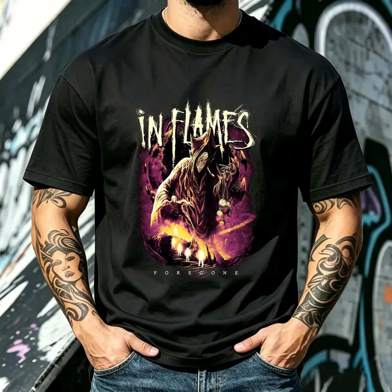 washed T Shirt Foregone In Flames Short All Size S2345XL 1T219 vintage Washed Slightly Unisex Comfortable streetwear