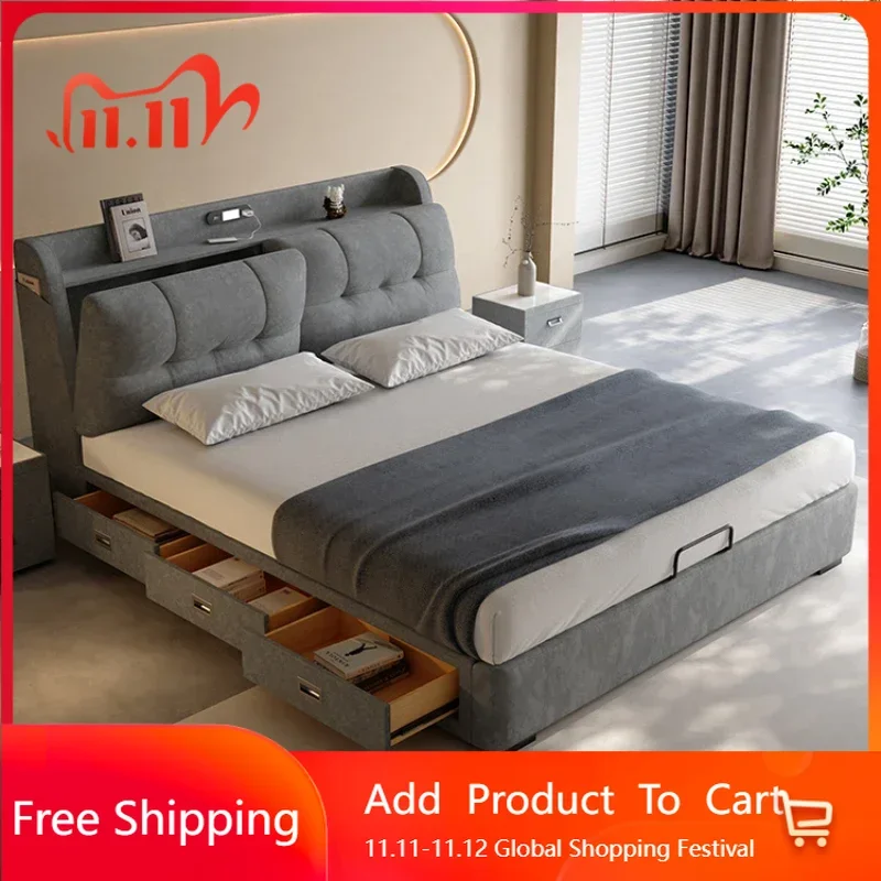 

Vintage Loft Modern Double Bed Luxury Storage Adults Queen Size Double Bed Space Saving Compact Camas De Casal Unique Furniture