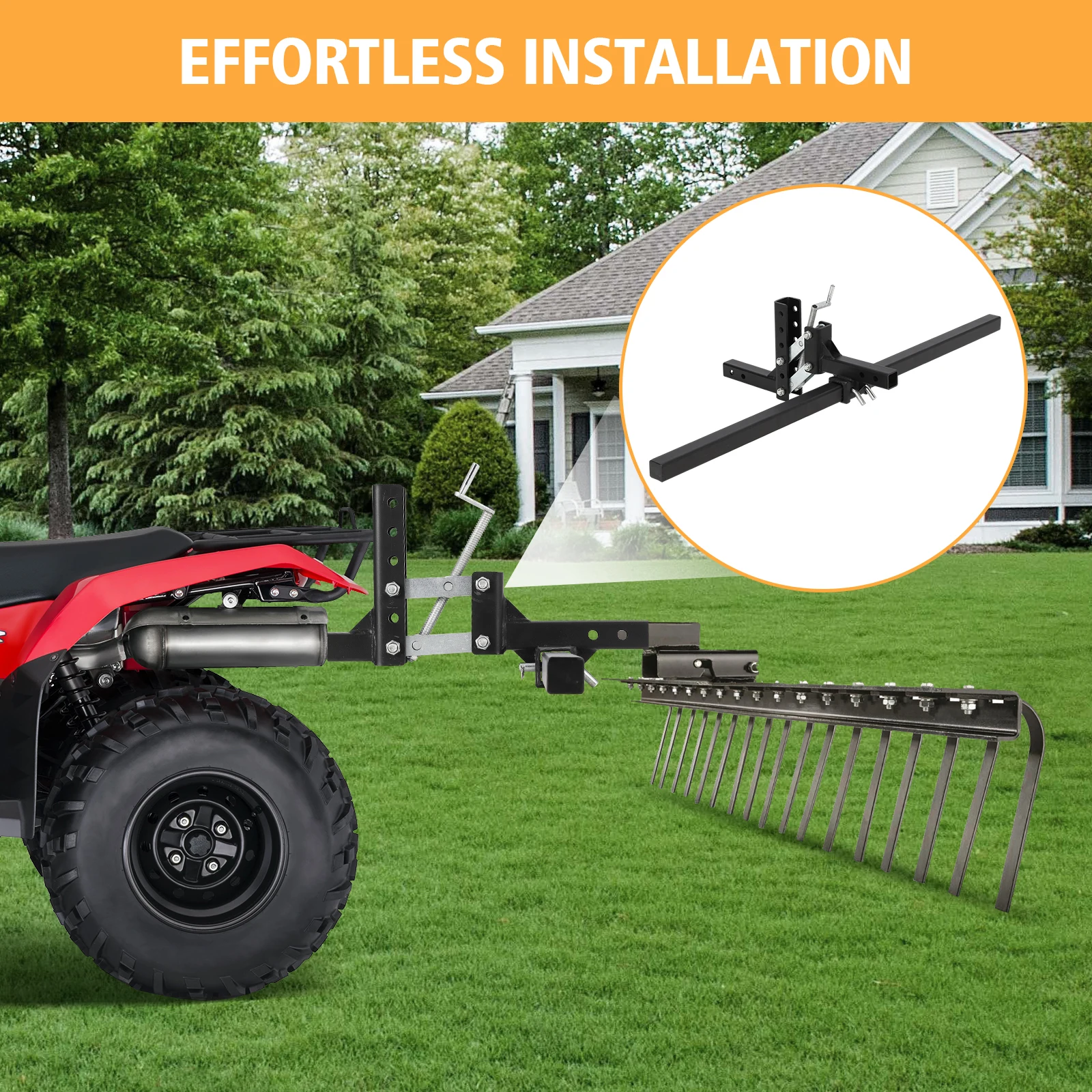 Heavy Duty Manual Implement Lift Bracket for ATV, UTV, Tractor – 1-Point Hitch, 2