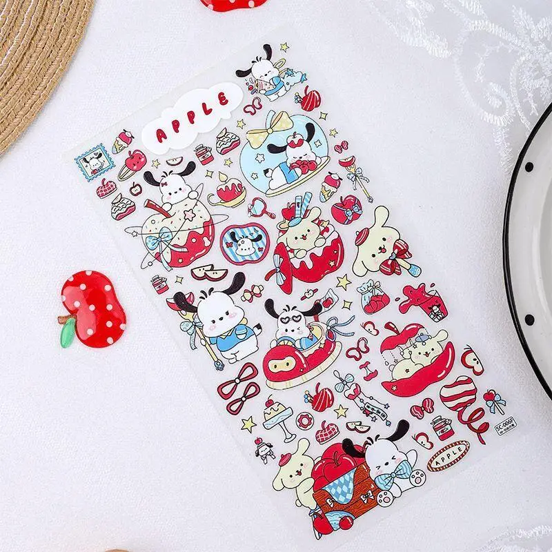 

Sanrio Pochacco Apple Party рельефные наклейки для ногтей мультфильм Diy мобильная наклейка чашка воды канцелярские принадлежности книга Ccd декоративные наклейки