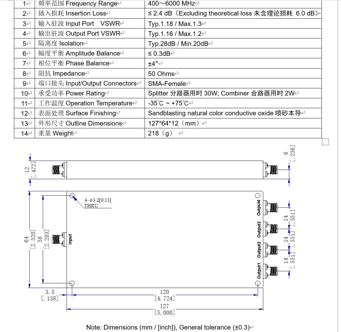 2026 Lyle Microwave SMA-Female Connector/400-6000MHz One Minute Four Power Splitter
