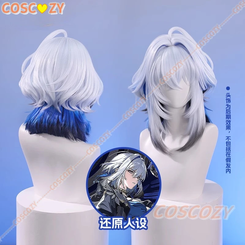 Wuthering Waves Newly Galbrena Cosplay Wig WomenBlue Shoulder-length Hair Heat Resistant Fiber Hair Carnival Halloween Party Con