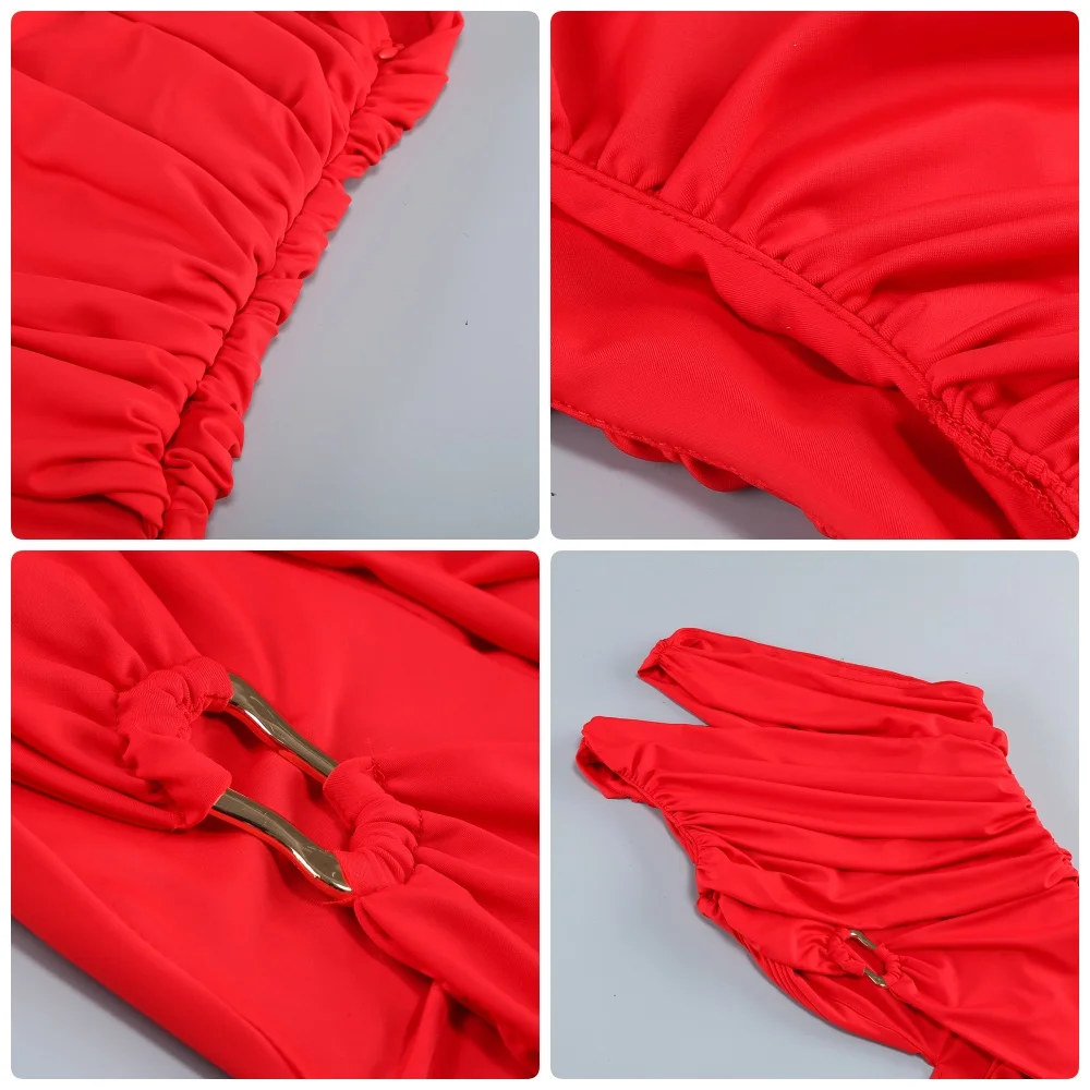 PB 2025 グラマラスワンショルダーレッドマキシドレスカットアウトとハイスリットセクシーなノースリーブクラブパーティーイブニングドレス Vestido