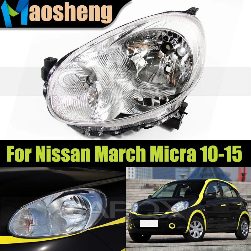 

Передняя фара для Nissan March Micra 2010 2011 2012 2013 2014 2015, левая фара (фара водителя)