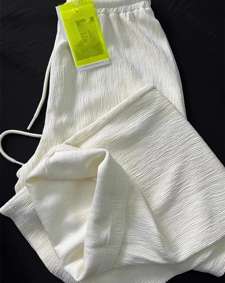 Calças de perna larga vintage feminino impressão cores lisas das mulheres verão macio flowy cordões ajustável elastano doce ao ar livre