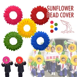 Sunflower Headgear 42cm Funny Performance Props Sunflower Hat Hood for Dance Party Festival Games Kids Costume Accessory