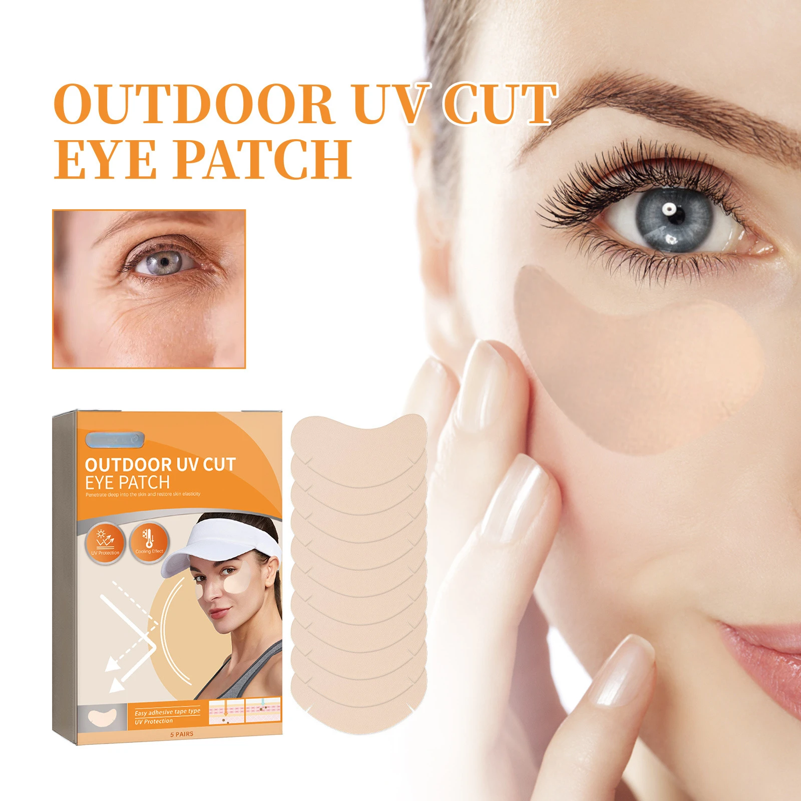 

5 Pairs Eye Patches for Outdoor Activities Facial Sun Protection UV Sunblock Gel Patches Skincare Golfers Sunscreen Gel Tape