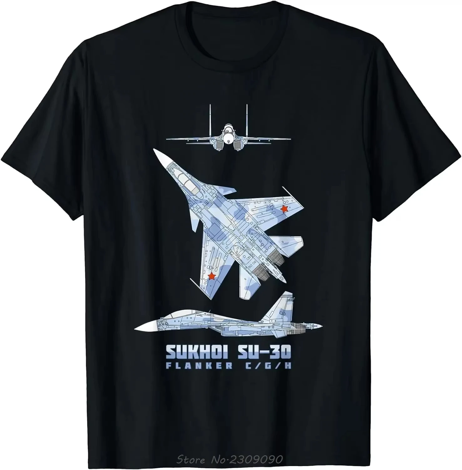 2026 New Russian Jet Su-30 Flanker-C Schematic Diagram Cotton Tshirt Casual Oversized T-shirt O-Neck Summer M