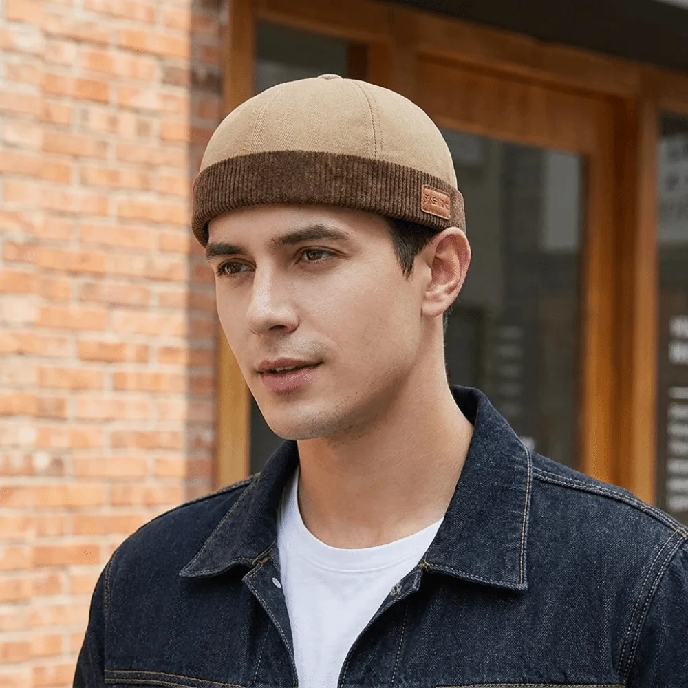 Simple Corduroy Splicing Dome Melon Cap Solid Color Brimless Bucket Cap Hip Hop Beanies Docker Hat Travel
